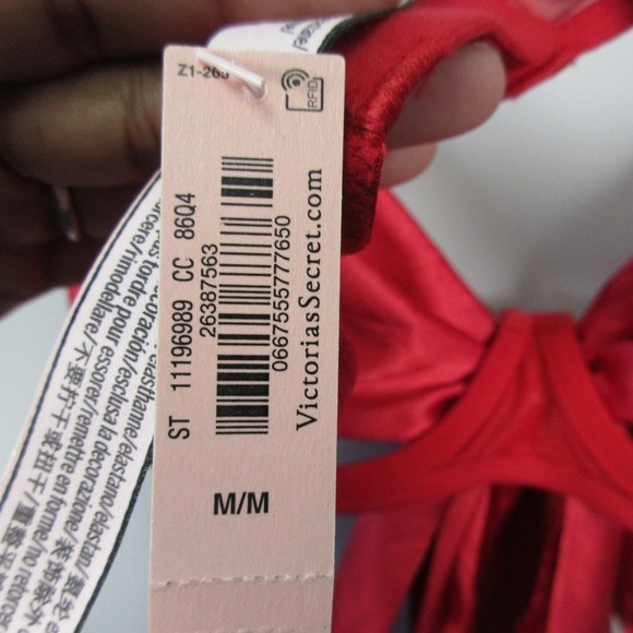Victoria's Secret Balconette Bra Bow M Red Satin Underwired Lingerie Sexy 76 - Picture 10 of 12